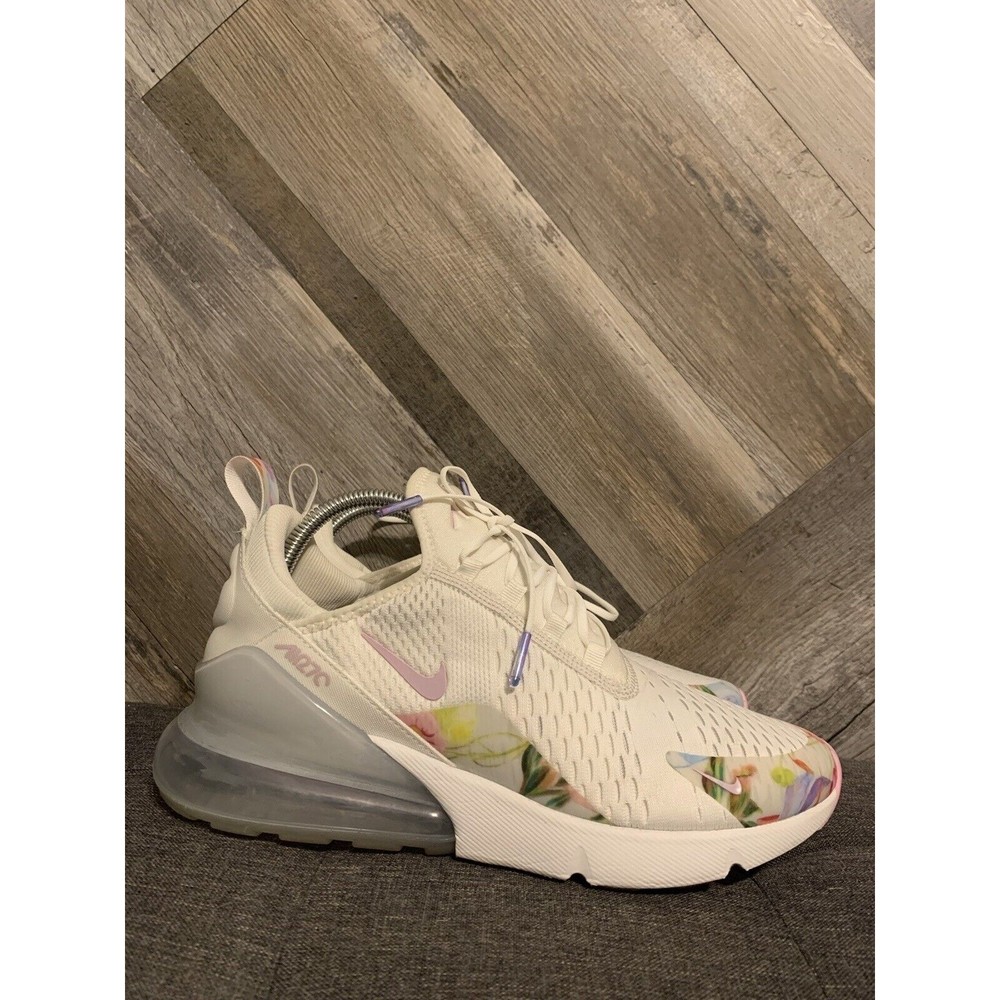 Nike Air Max 270 Womens Size 11 White Floral Pink Running Shoes AT6819-100